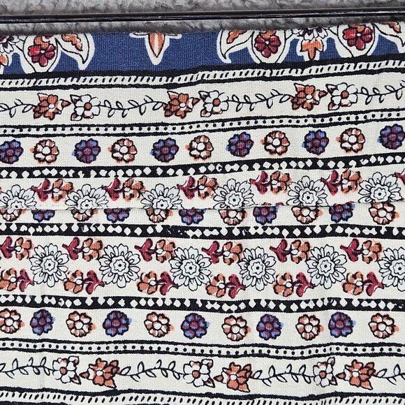 Bohemian Gypsie Hippie Midi Skirt Red Blue Floral Stripe Stretchy Women's Med - Picture 4 of 15